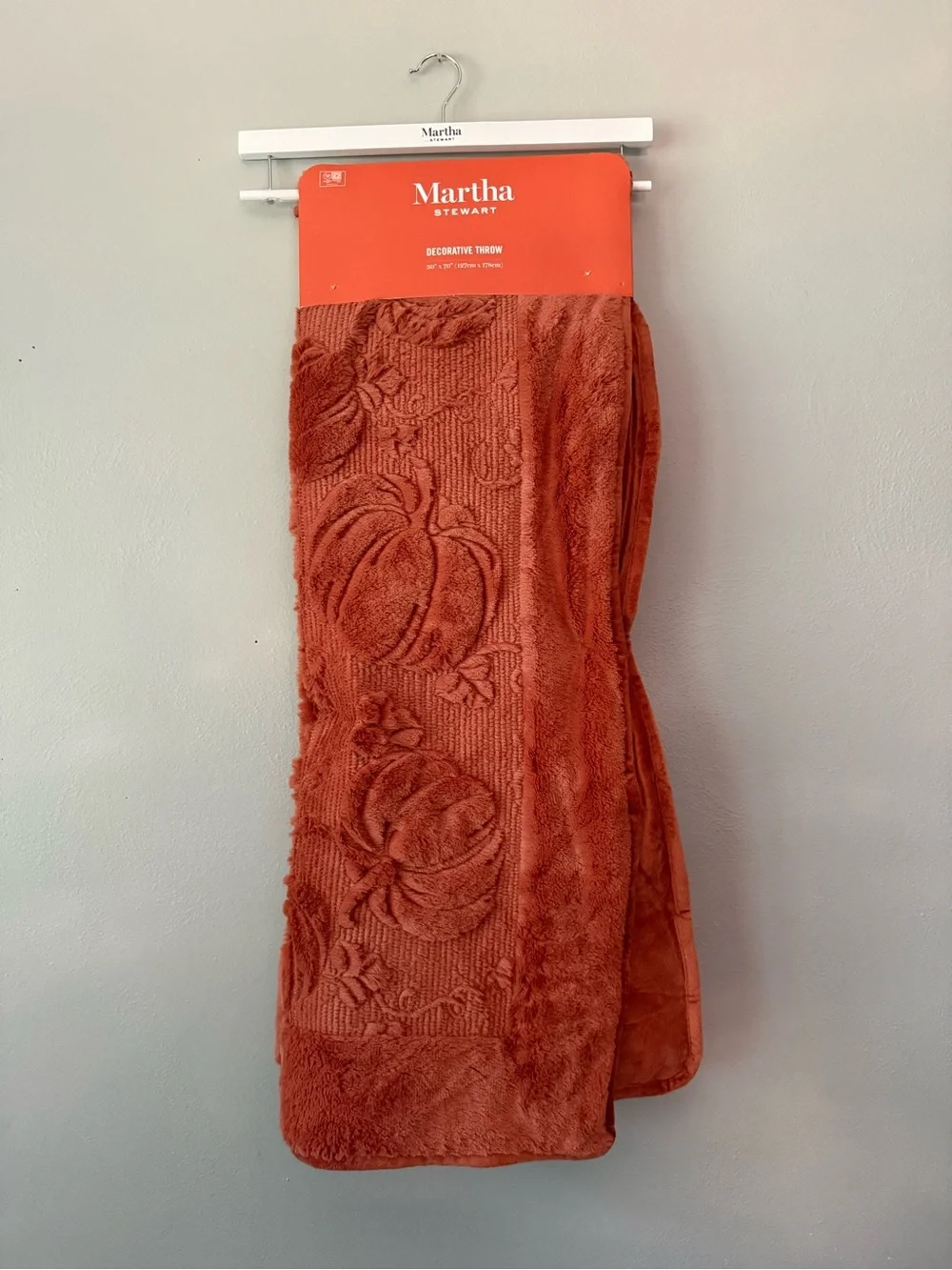 Martha Stewart Pumpkin Embossed Decorative Throw - Rust Orange